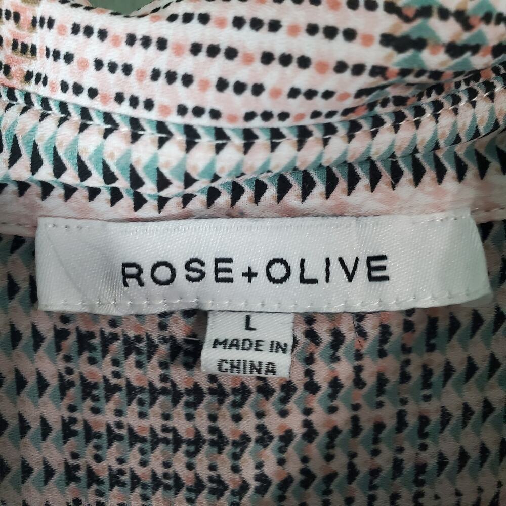 Rose + Olive Womens Multicolor Patchwork Button U… - image 3